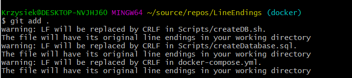 git add scripts (LF will be replaced by CRLF)